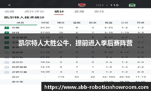 凯尔特人大胜公牛，提前进入季后赛阵营